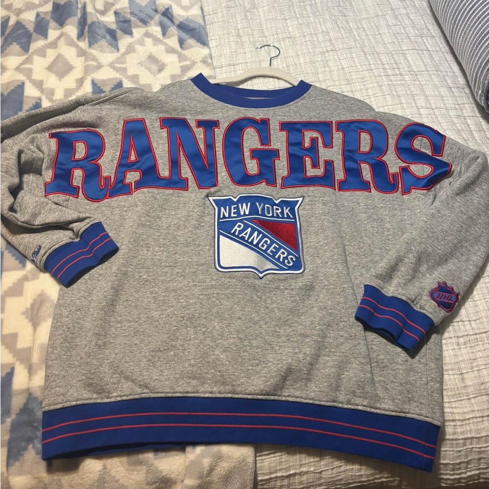 NHL Rangers Gray and Blue Hoodie